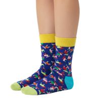 3 Paar Happy Socks Swedish Edition Damen Baumwoll-Socken Sparpack Alltags-Strümpfe in Geschenk-Box XSWE08-6700 Blau/Schwarz